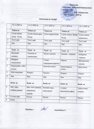 Ас мәзірі 10.11.2025ж-14.11.2025ж