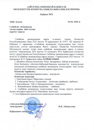 Сыбайлас жемқорлық тәукелдеріне ішкі талдау жүргізу туралы
